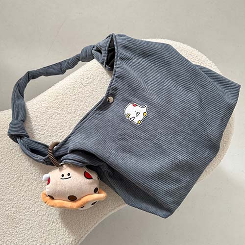 刺繡燈芯絨單肩包
